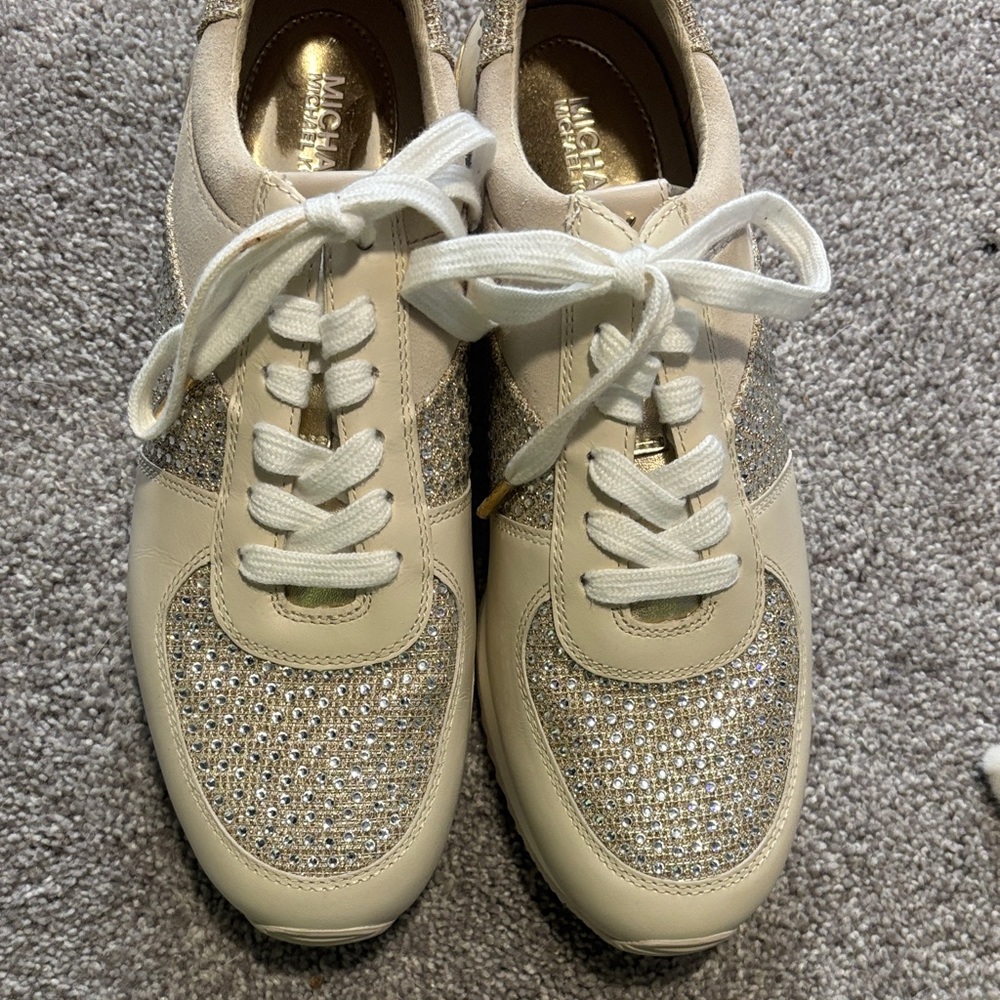 Michael Kors Sparkling Gold and Cream Sneakers